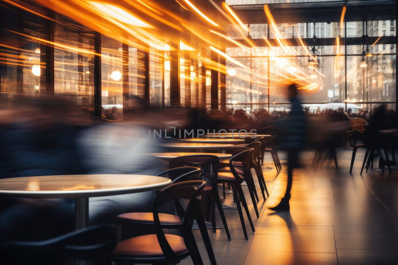 Soft of blurred people meeting at table. Abstract blurred office interior space background.