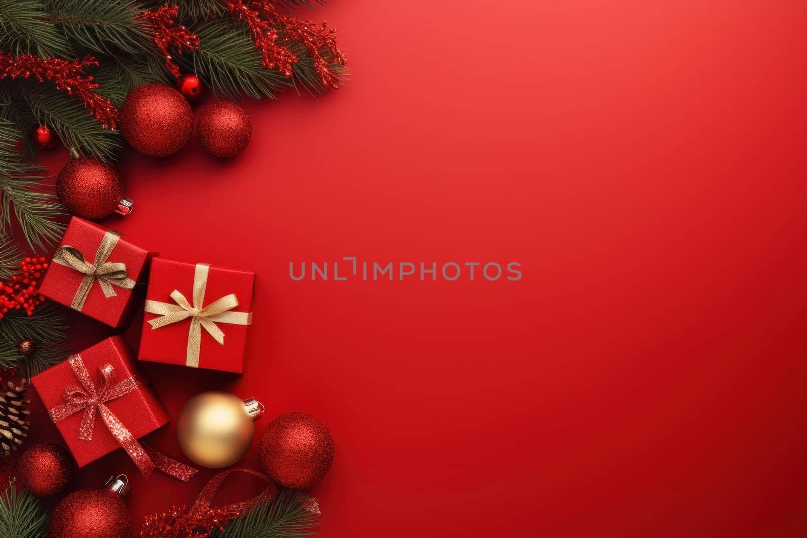 Merry Christmas banner with blank space for text.