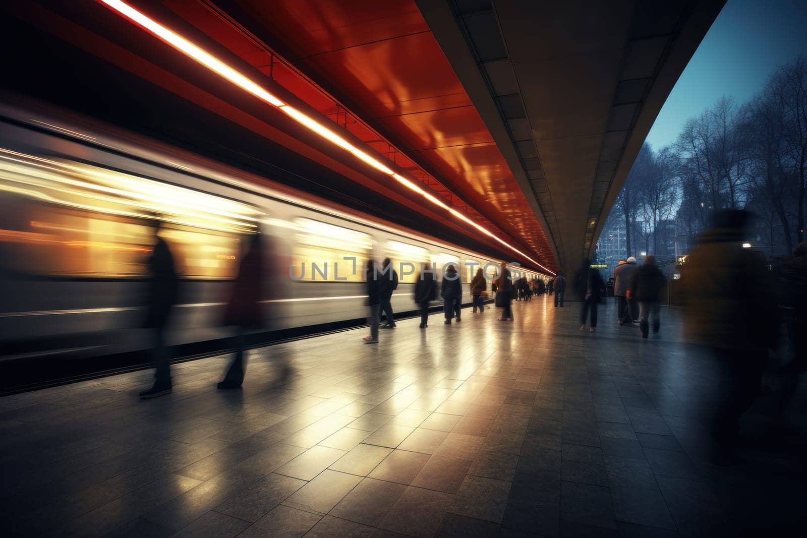 Long exposure Subway station, motion blur people by nijieimu