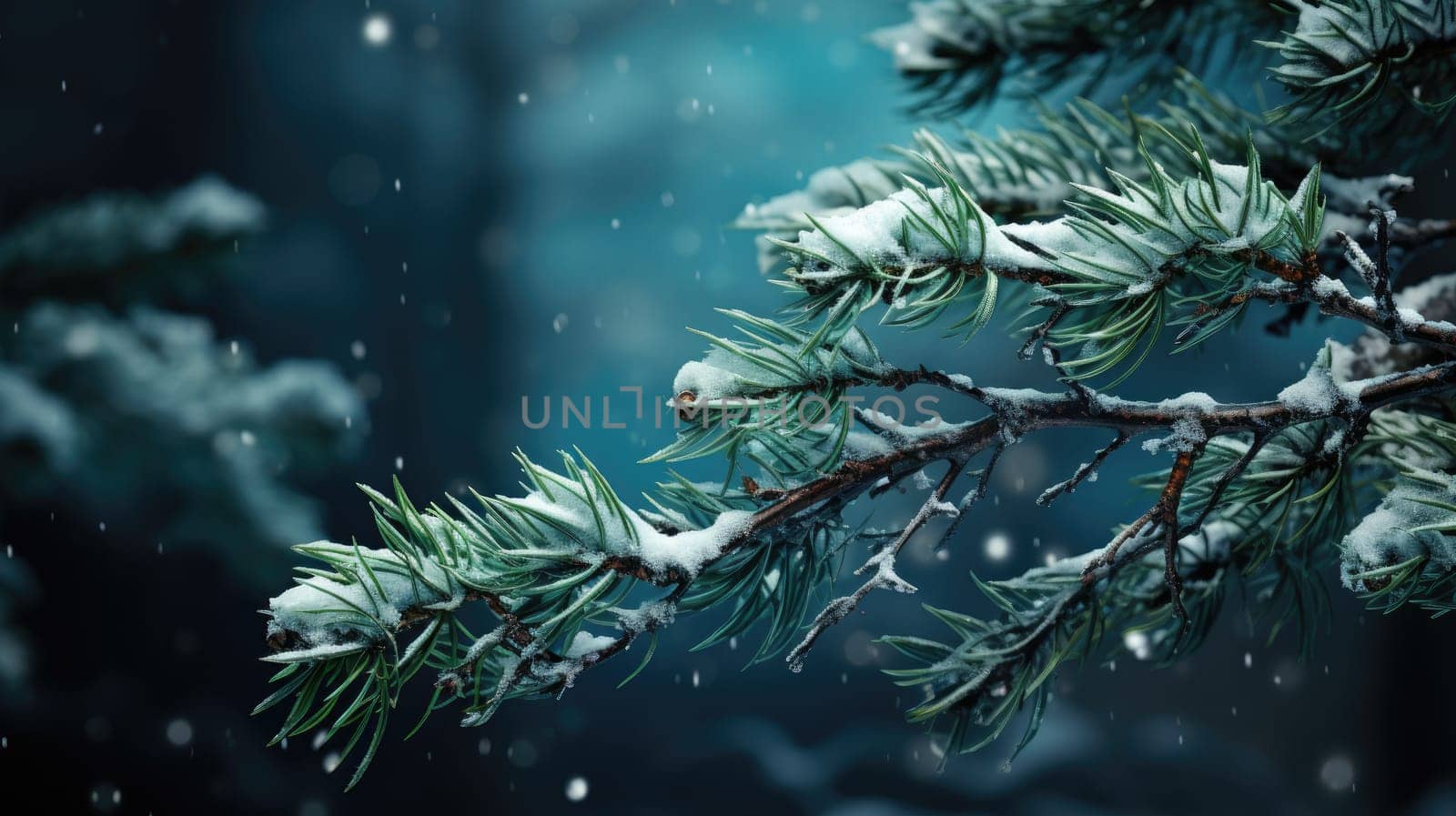 Winter snow background banner with copy space, Christmas, landscape, AI Generative.
