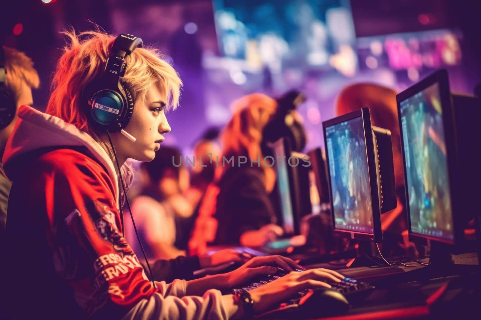Photo of the esports competition, A gamer competing in an esports tournament.