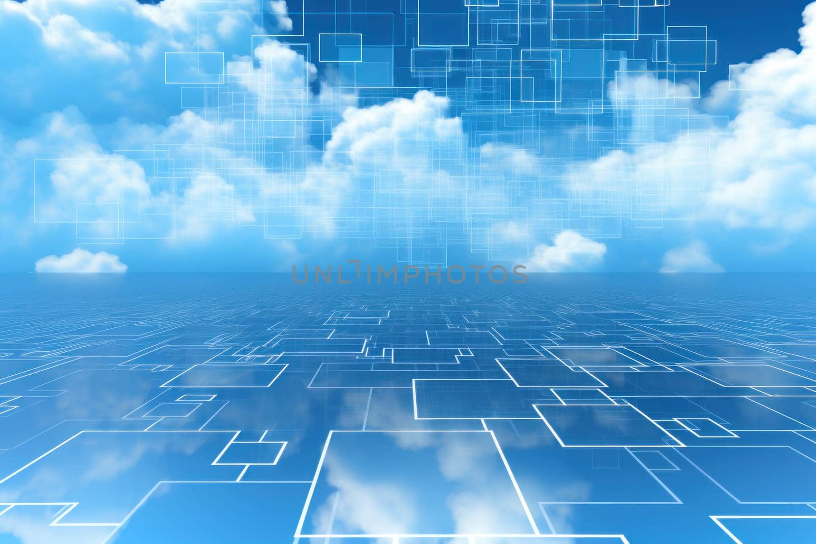 Digital matrix theme light blue sky and clouds backgrounds.