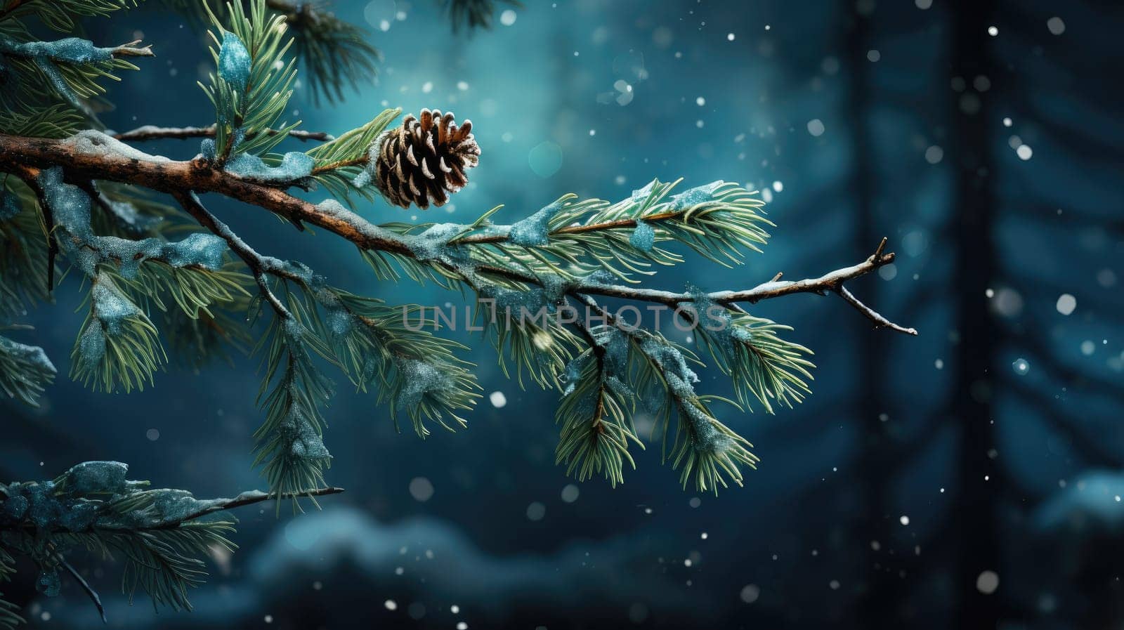 Winter snow background banner with copy space, Christmas, landscape, AI Generative.