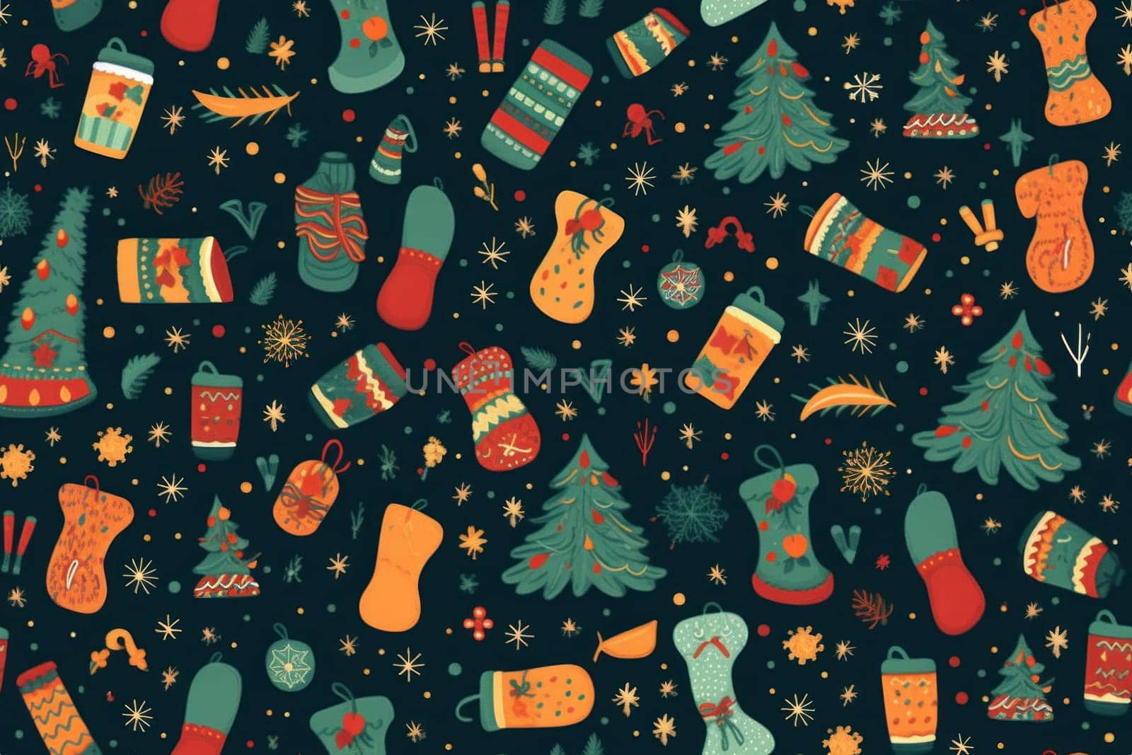 seamless pattern of Christmas stockings background by nijieimu