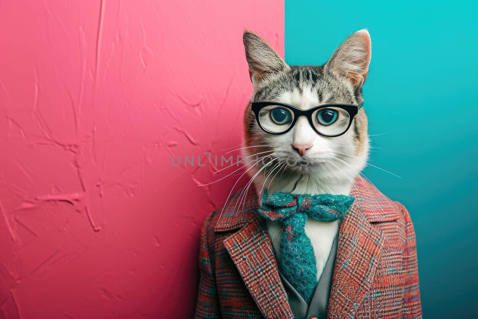 Stylish portrait of dressed up anthropomorphic animal themes, Funny pop art illustration.