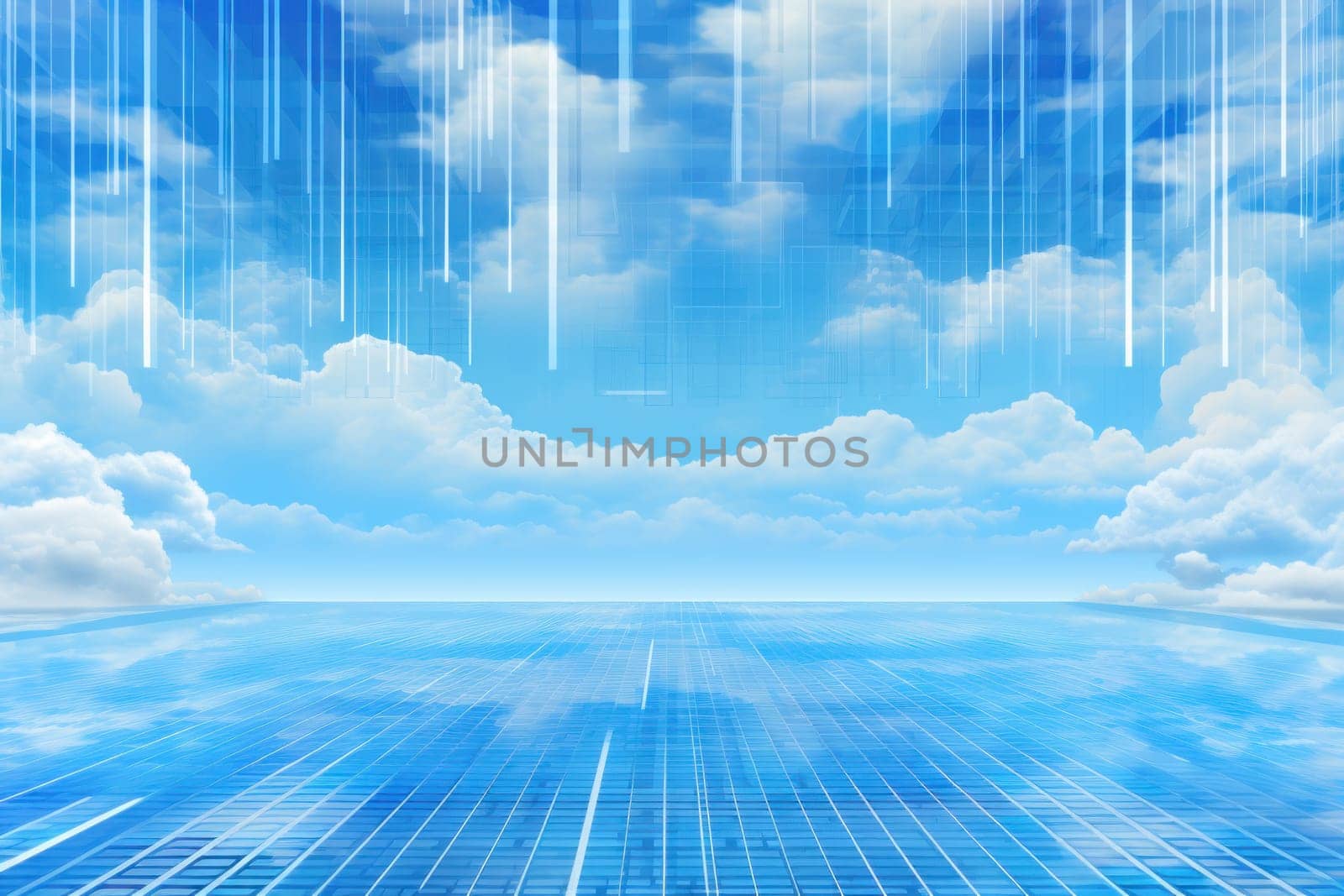 Digital matrix theme light blue sky and clouds backgrounds by nijieimu