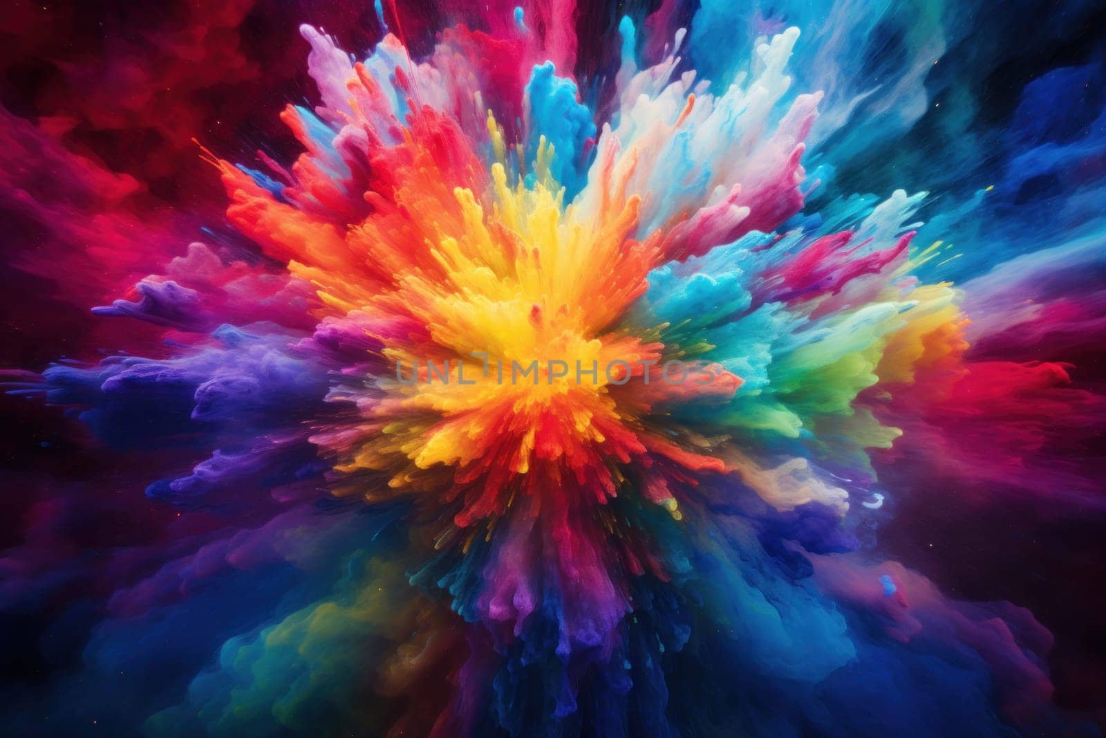 Radial Colored Cosmic Explosion Speed Motion Abstract on Black Background.