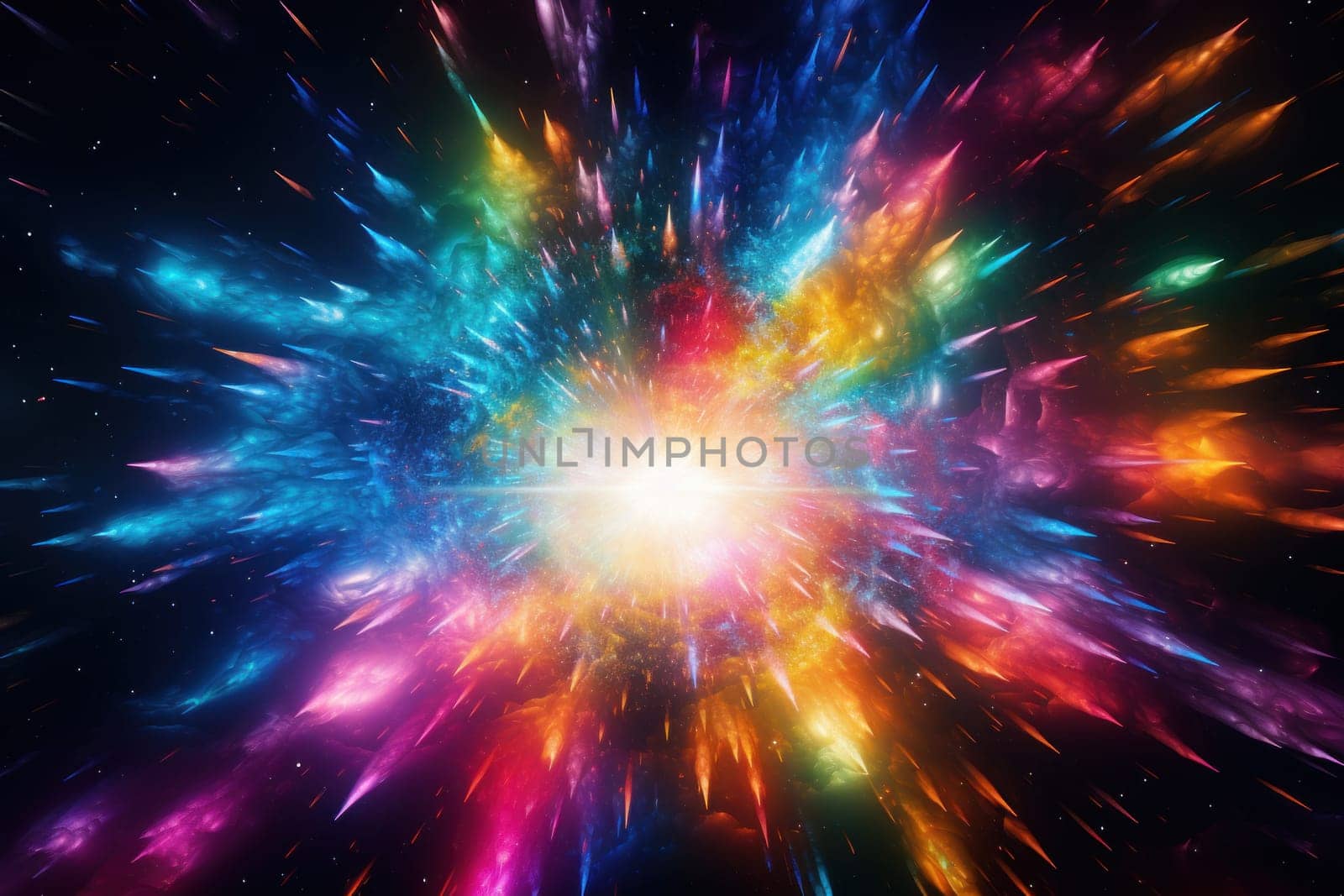 Radial Colored Cosmic Explosion Speed Motion Abstract on Black Background.