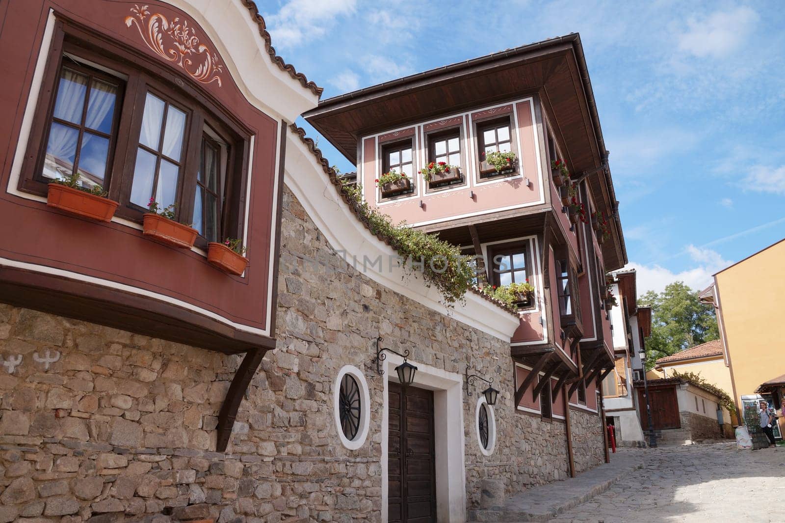 ancient facades in the old town of Plovdiv Bulgaria by Annado