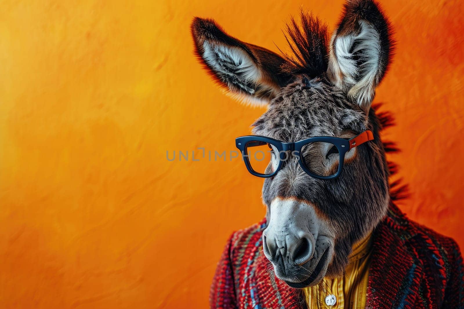 Stylish portrait of dressed up anthropomorphic animal themes, Funny pop art illustration.