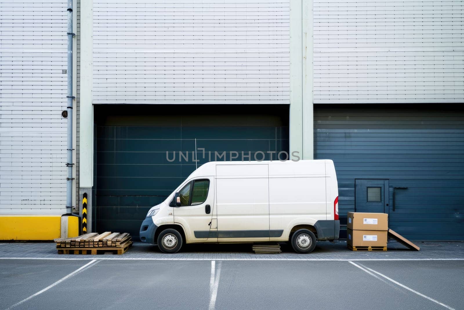 delivery van, commercial delivery vans with cardboard boxes, Logistics concept by nijieimu