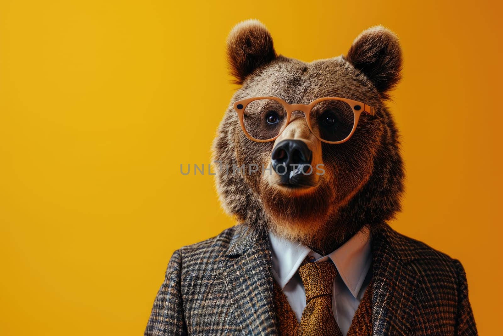 Stylish portrait of dressed up anthropomorphic animal themes, Funny pop art illustration.