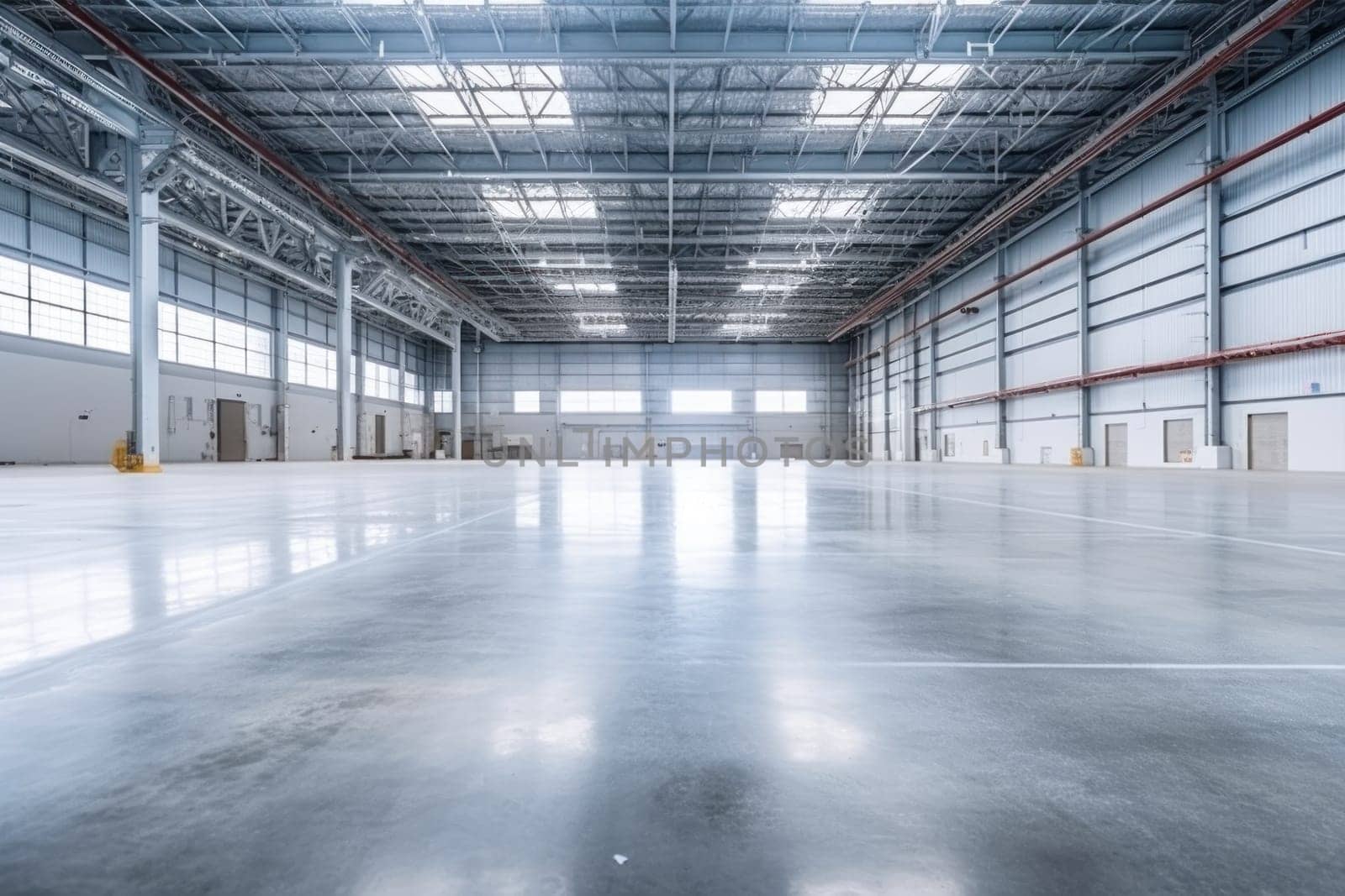 Interior of empty and clean modern warehouse.