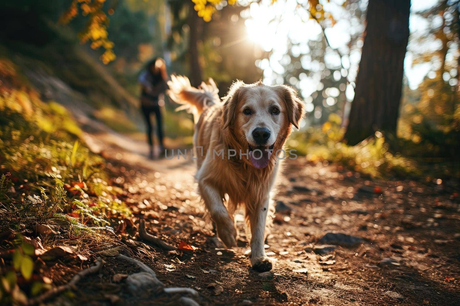 A person jogging with their dog as a fun way to exercise.