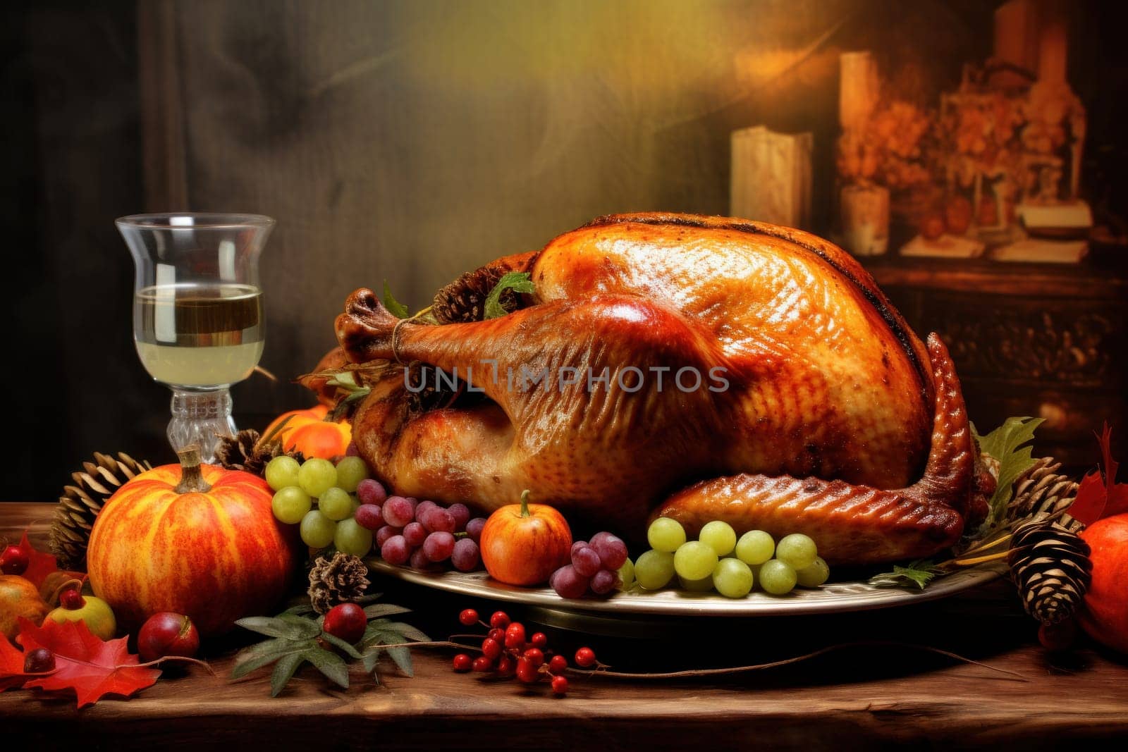 Happy Thanksgiving concept, Thanksgiving Dinner Table.