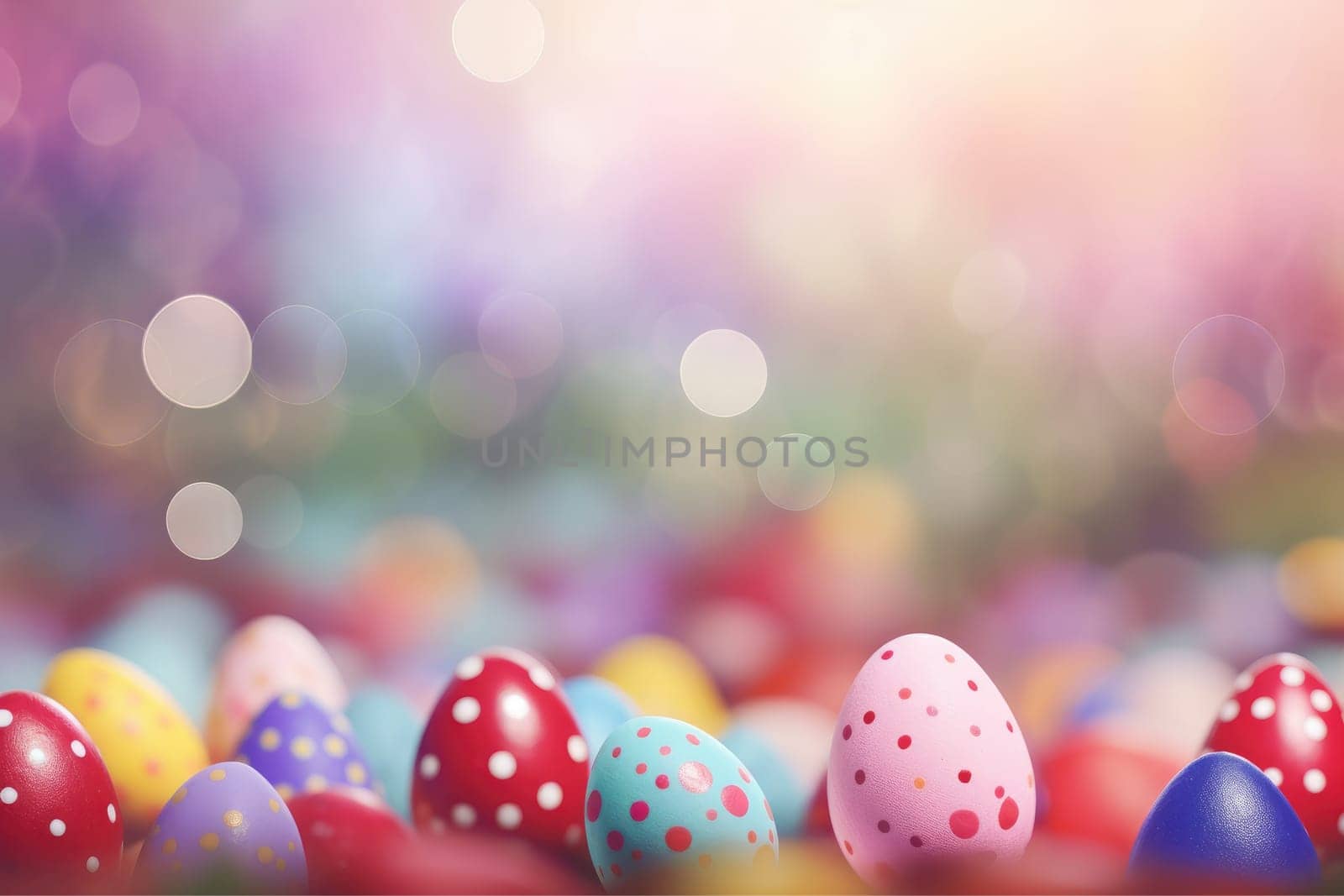 Colorful Easter Egg background with Copy space, AI Generative.