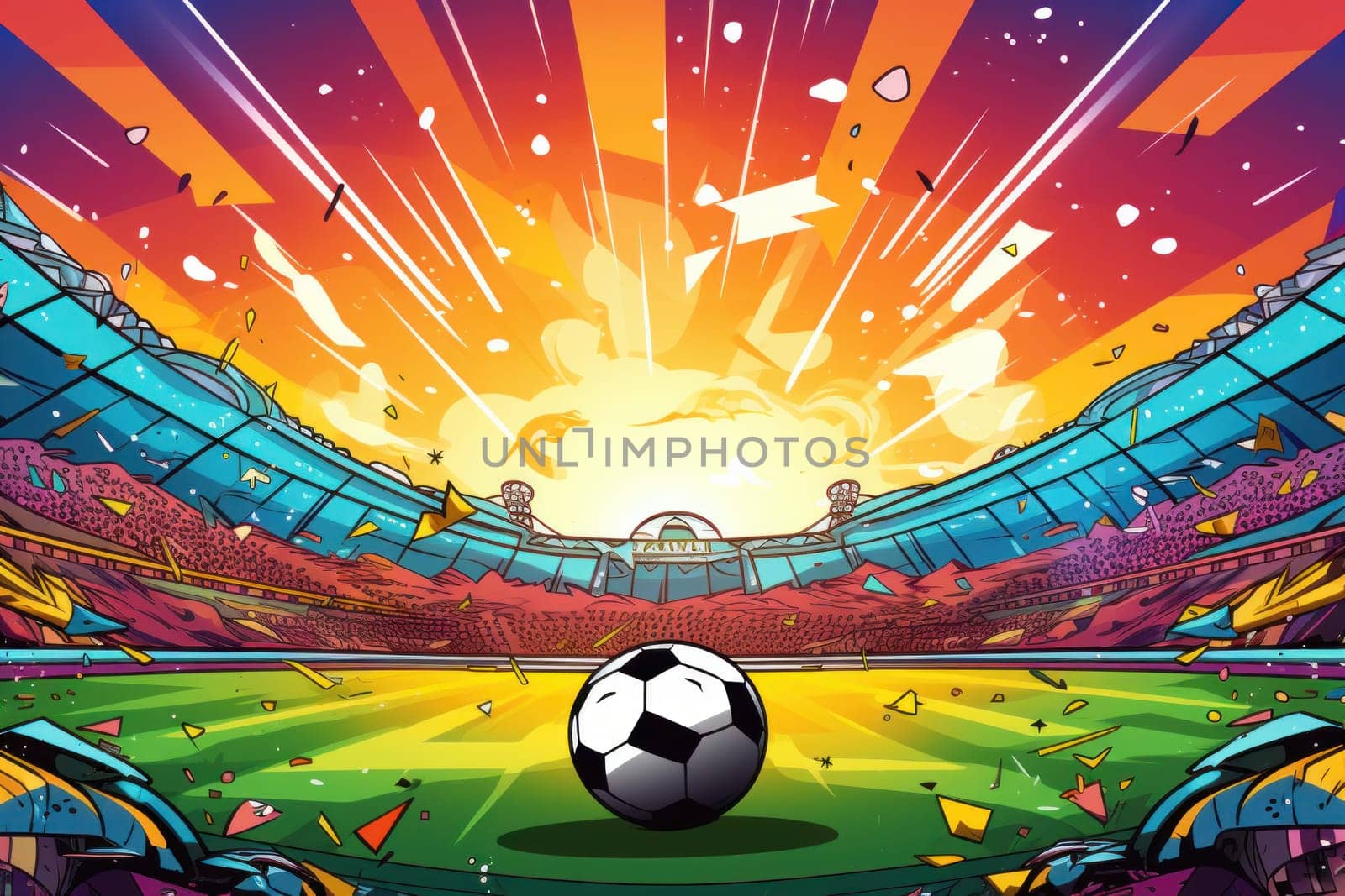 soccer stadium football doodle art illustration background.