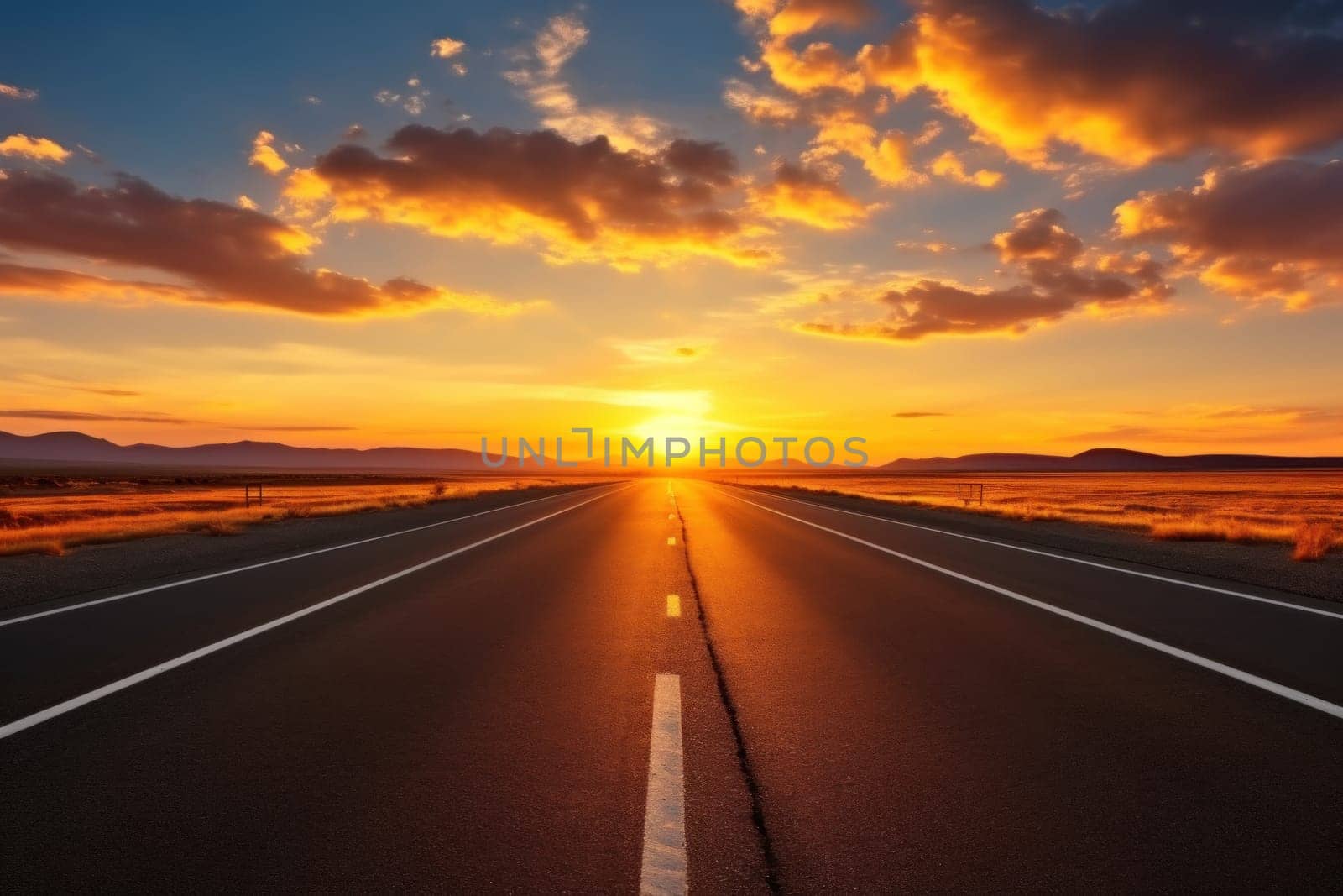Empty asphalt road and beautiful sky at sunset by nijieimu