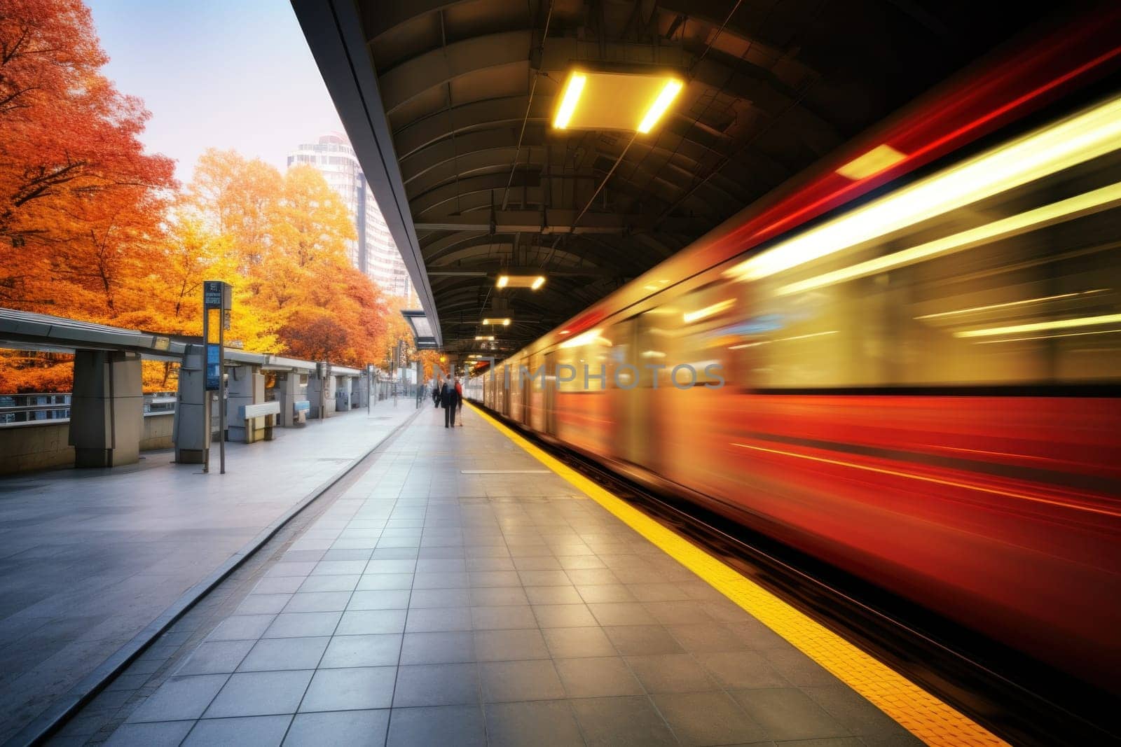 Long exposure Subway station, motion blur people.