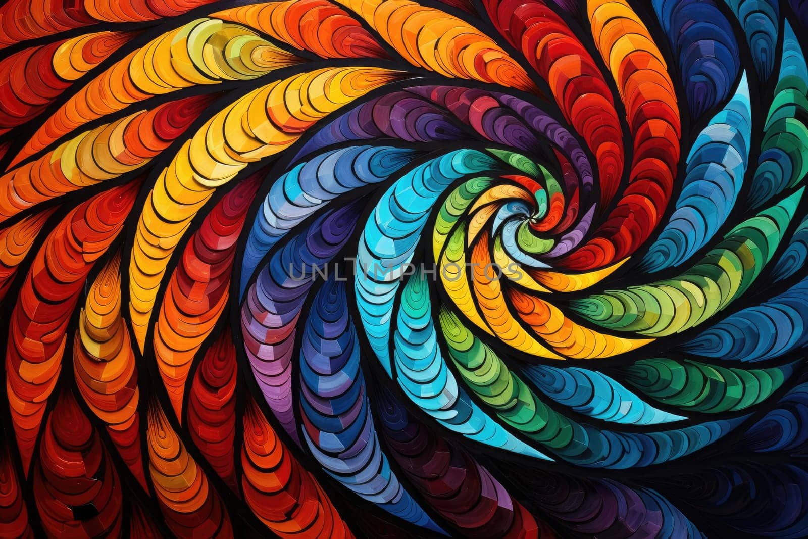 Abstract colorful spiral fractal, Spiral Nautilus Shell, Golden Ratio Symbol, AI Generative.