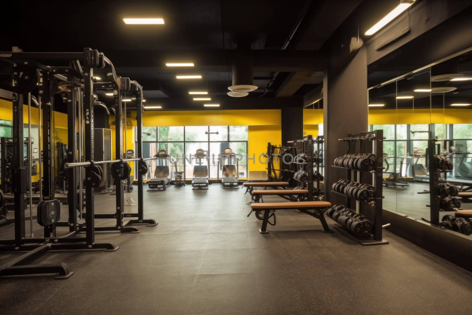 Photo of a blur gym background fitness center.