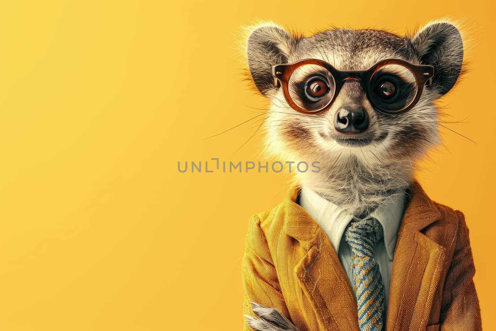 Stylish portrait of dressed up anthropomorphic animal themes, Funny pop art illustration.