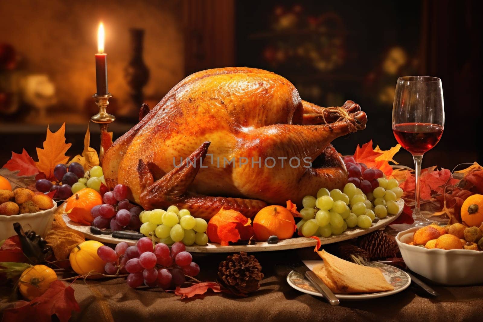 Happy Thanksgiving concept, Thanksgiving Dinner Table.