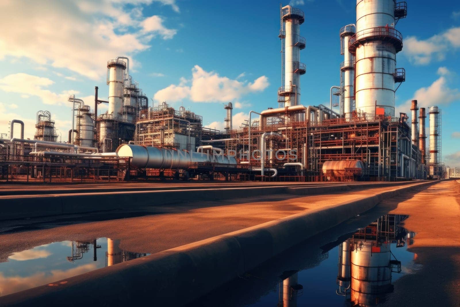 The Oil Refining and Petrochemical Industries plant in twilight time.