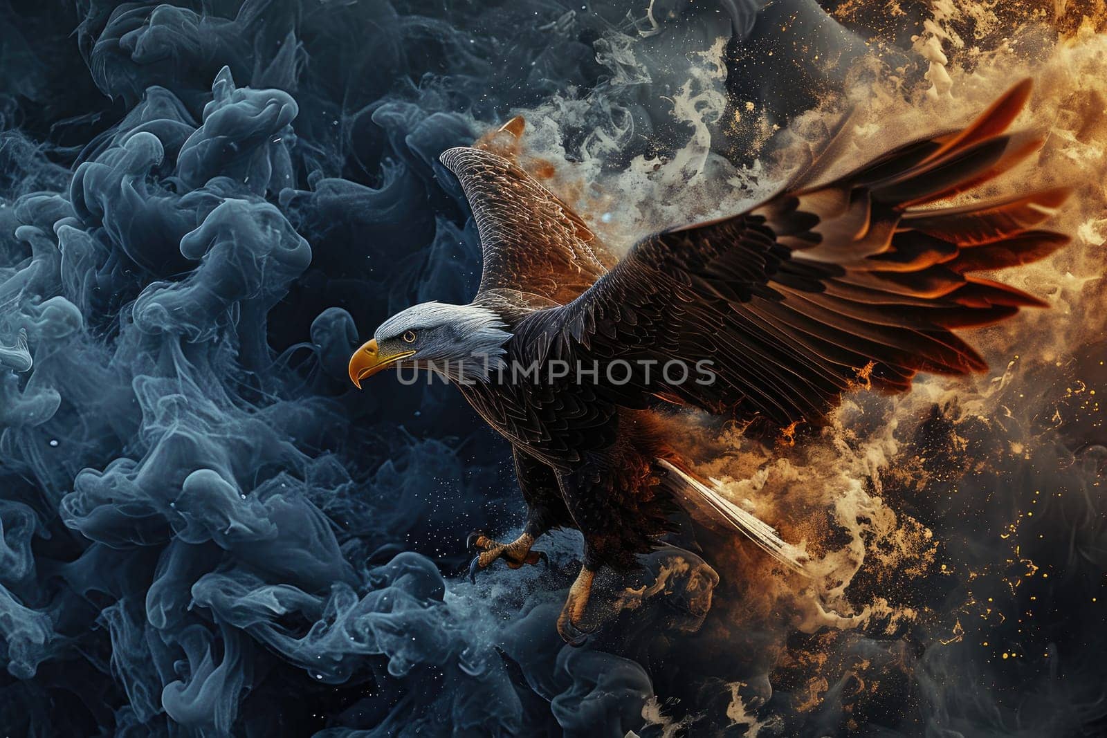 eagle on smoke background, eagle fantasy art background by nijieimu