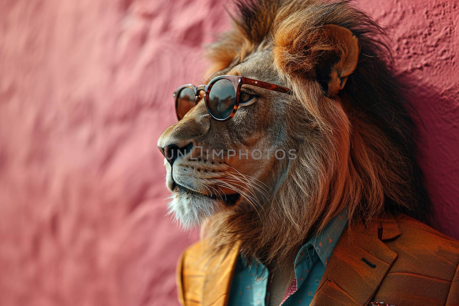 Stylish portrait of dressed up anthropomorphic animal themes, Funny pop art illustration.