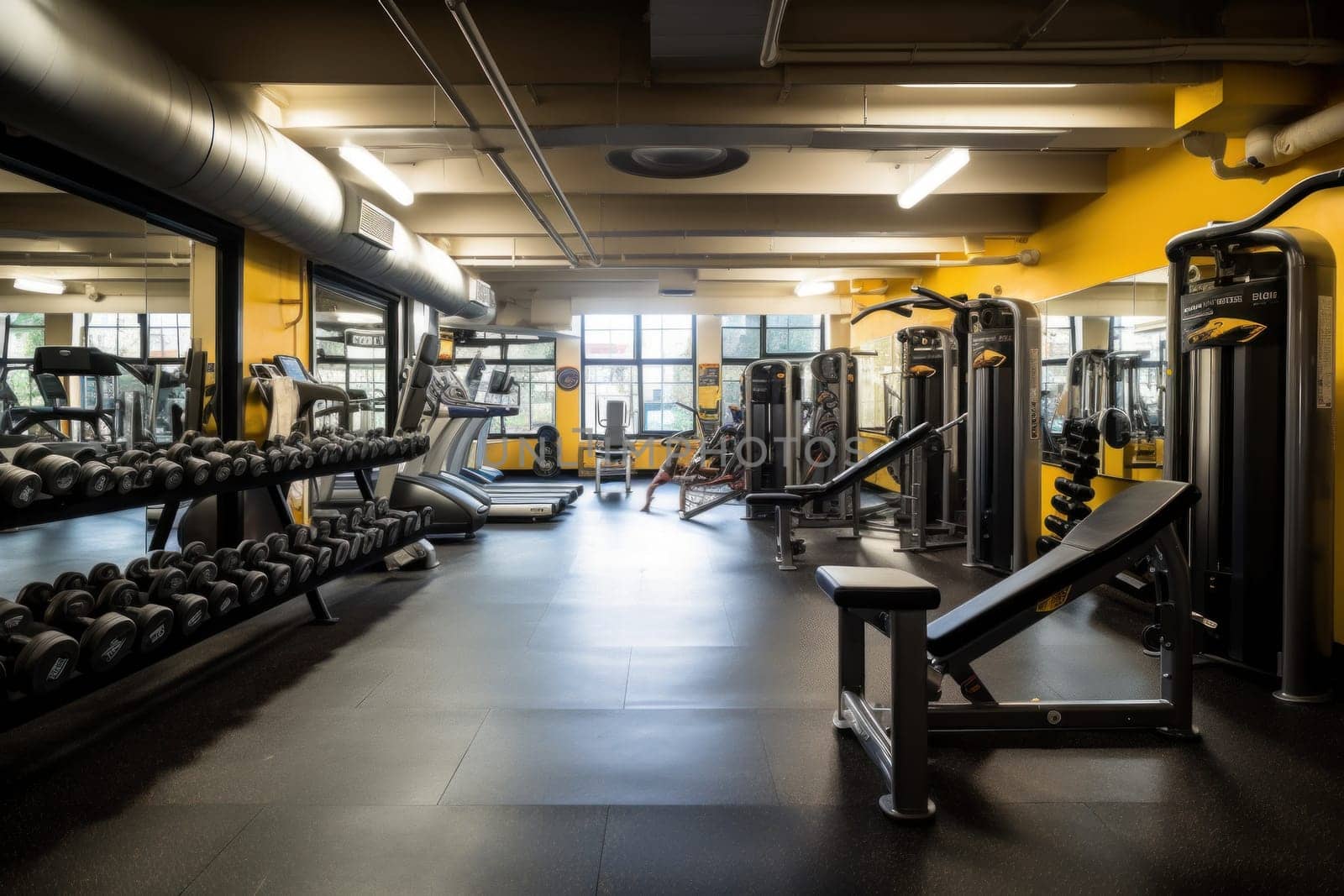 Photo of a blur gym background fitness center.