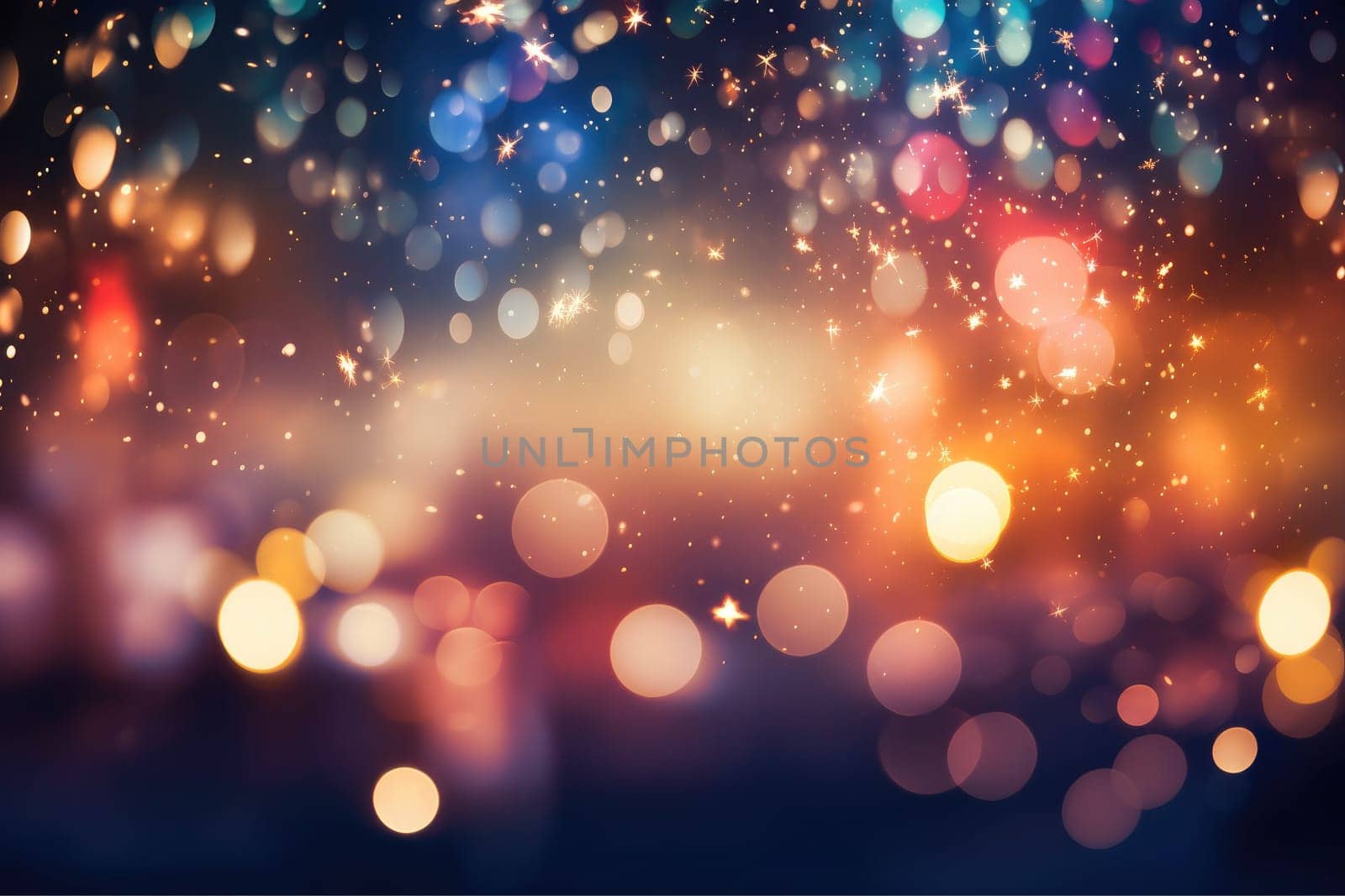 Bokeh fireworks lighting up the night sky, AI Generative.