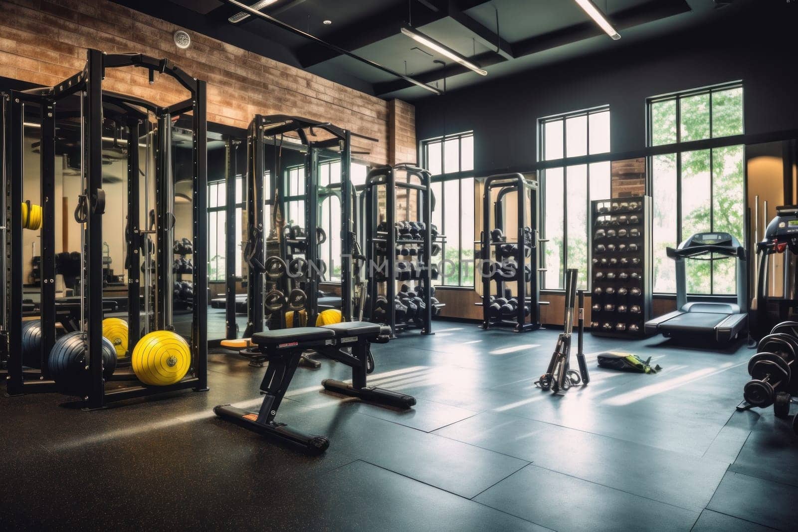 Photo of a blur gym background fitness center.