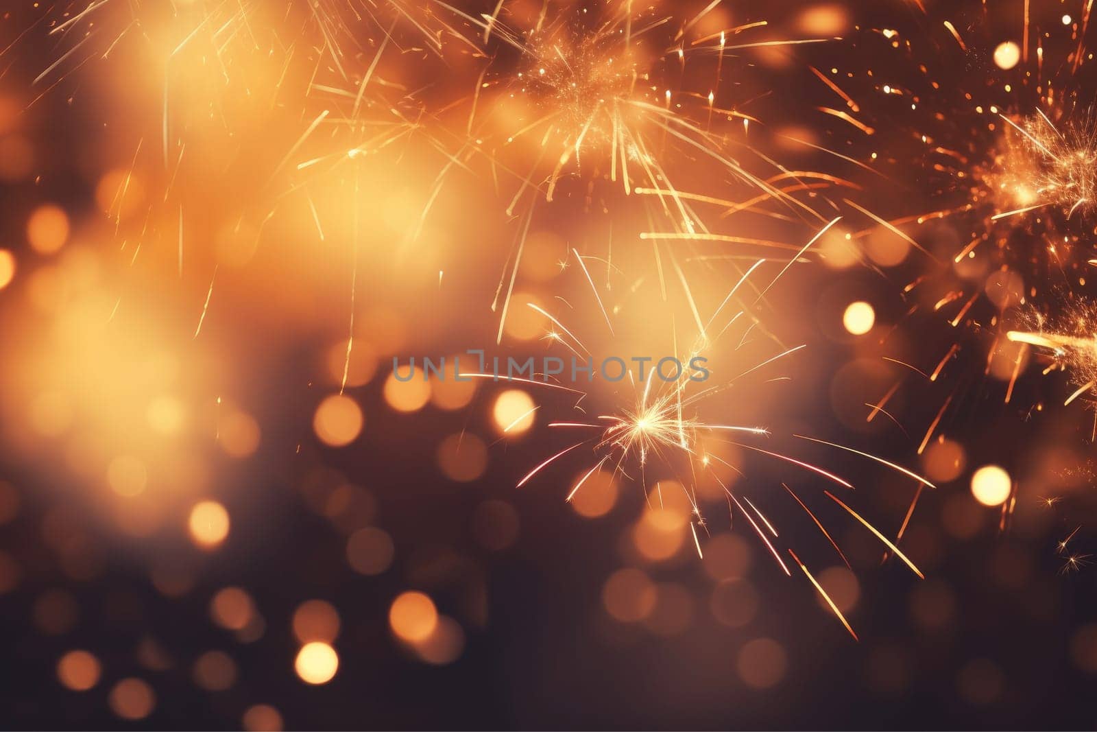 Bokeh fireworks lighting up the night sky, AI Generative.