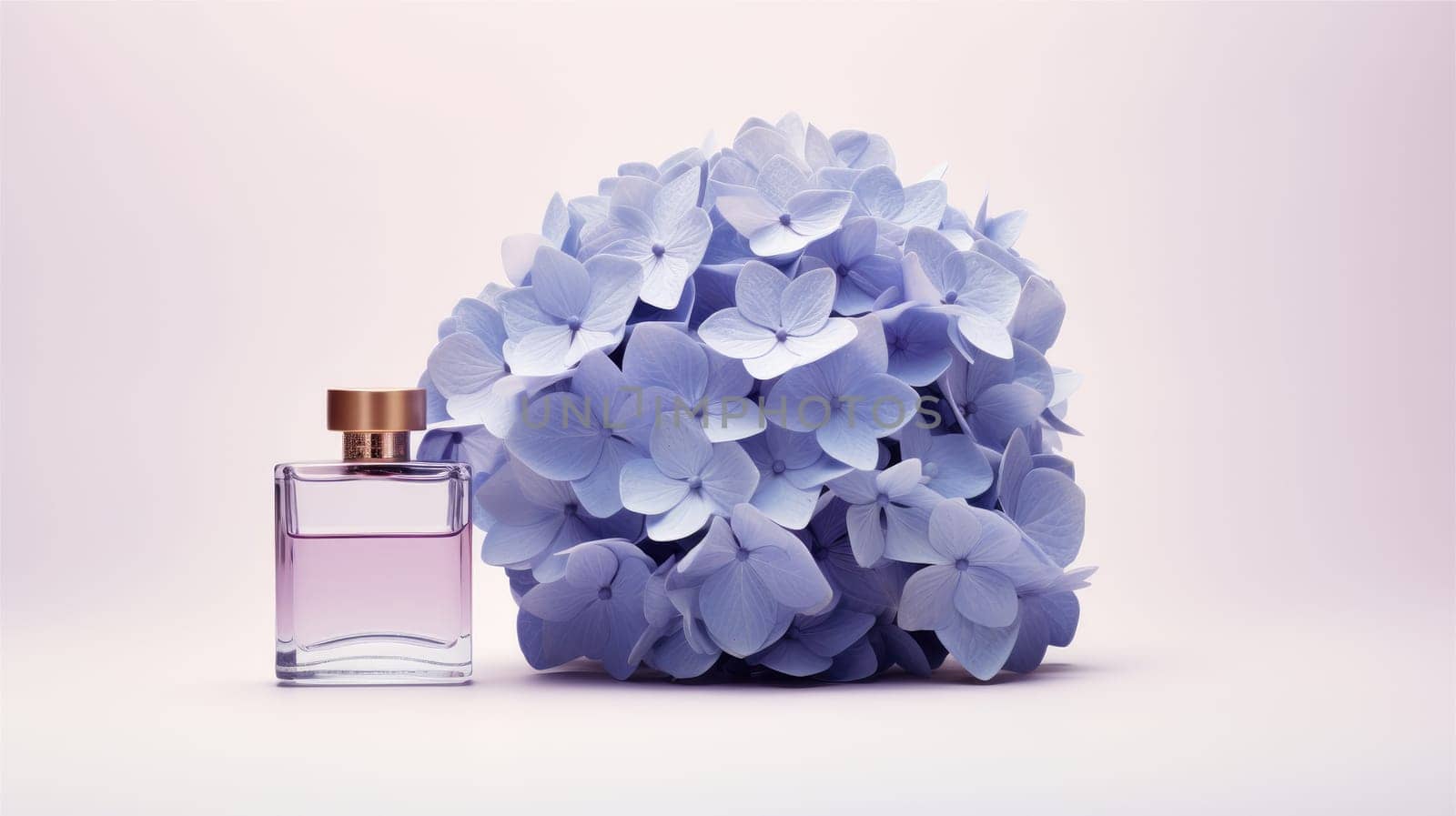 Mockup Perfume bottle with flower minimalism texture photography, Showcase Product, AI Generative.