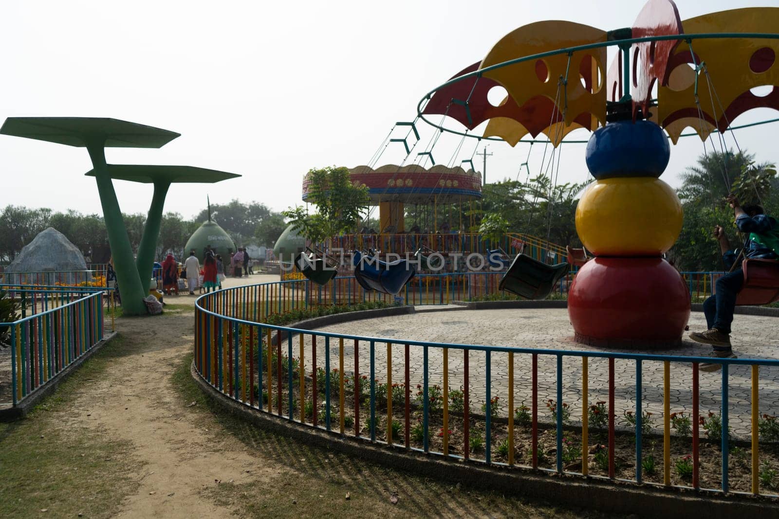 Lalpur, Bangladesh - 01.01.2024: Green Valley Park in Lalpur. Amusement park.