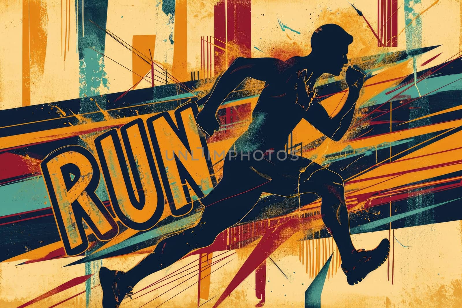Running poster, Colorful Running marathon poster, sport and activity background.