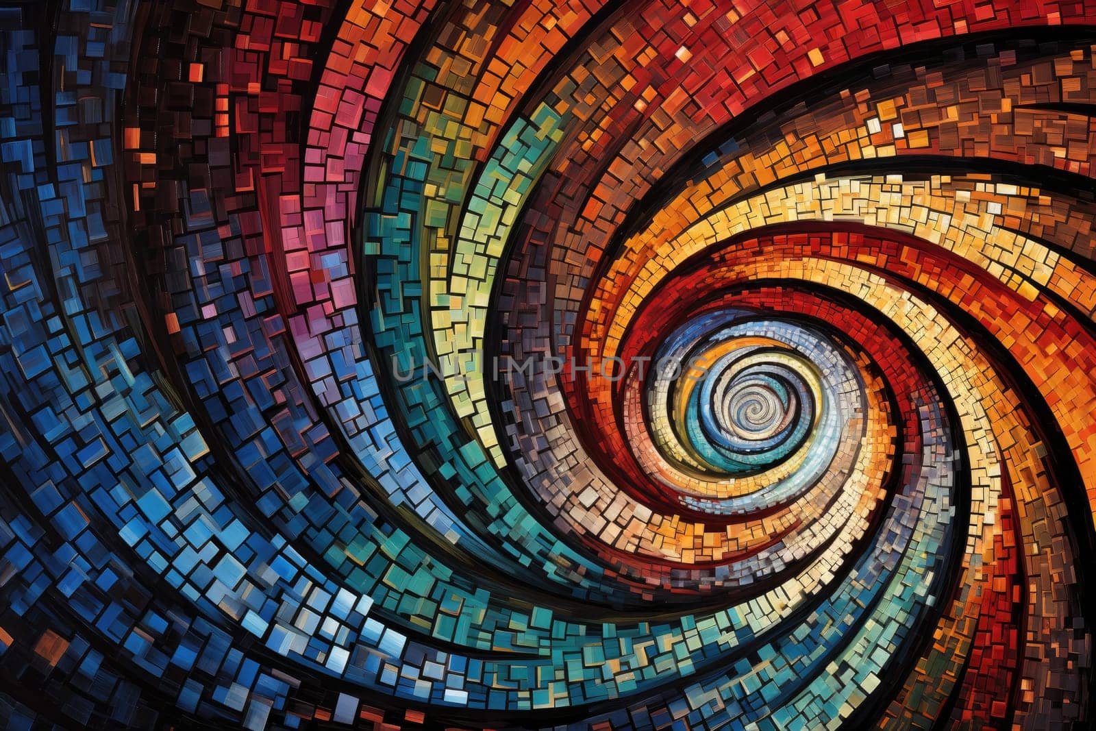 Abstract colorful spiral fractal, Spiral Nautilus Shell, Golden Ratio Symbol, AI Generative.
