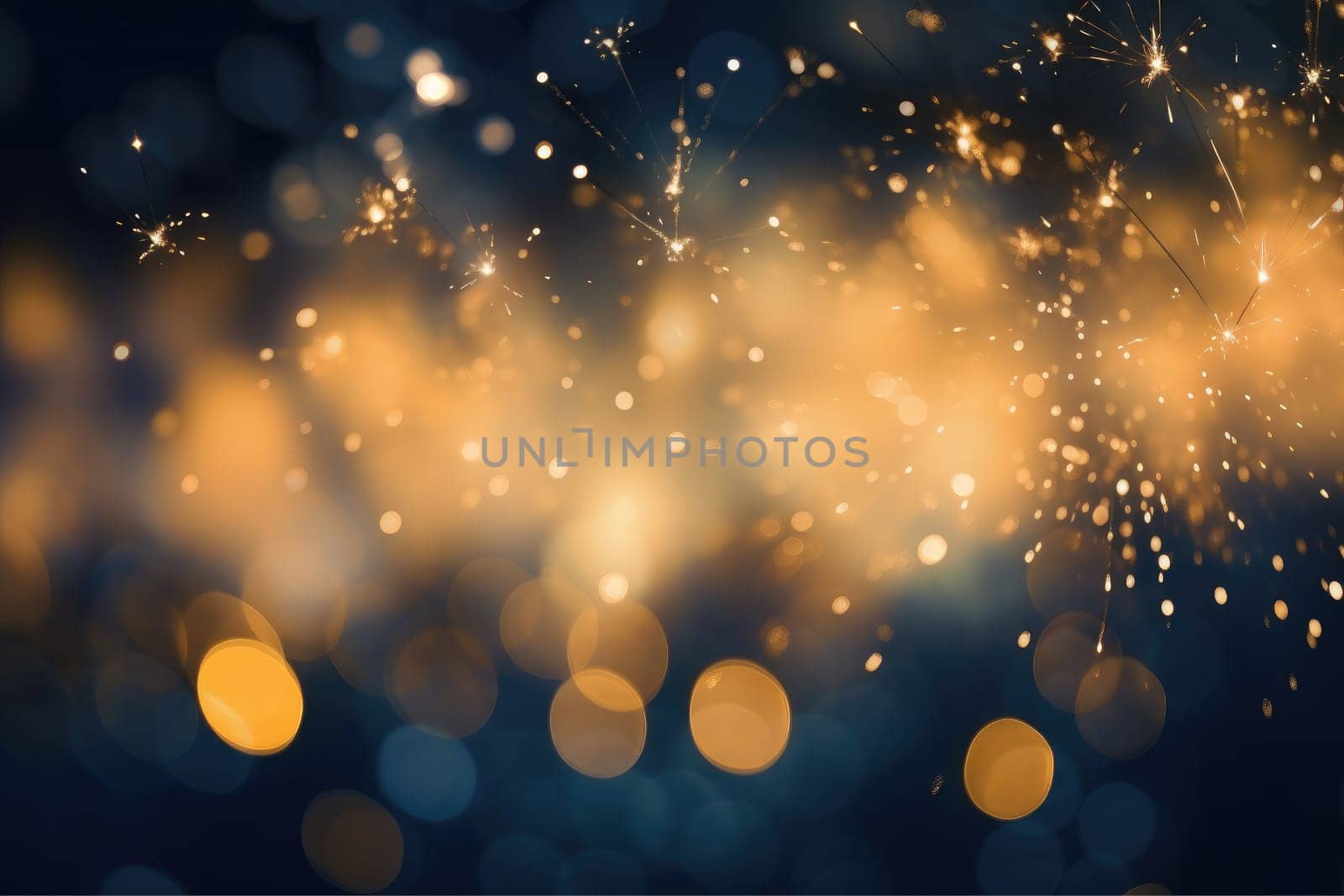 Bokeh fireworks lighting up the night sky, AI Generative.