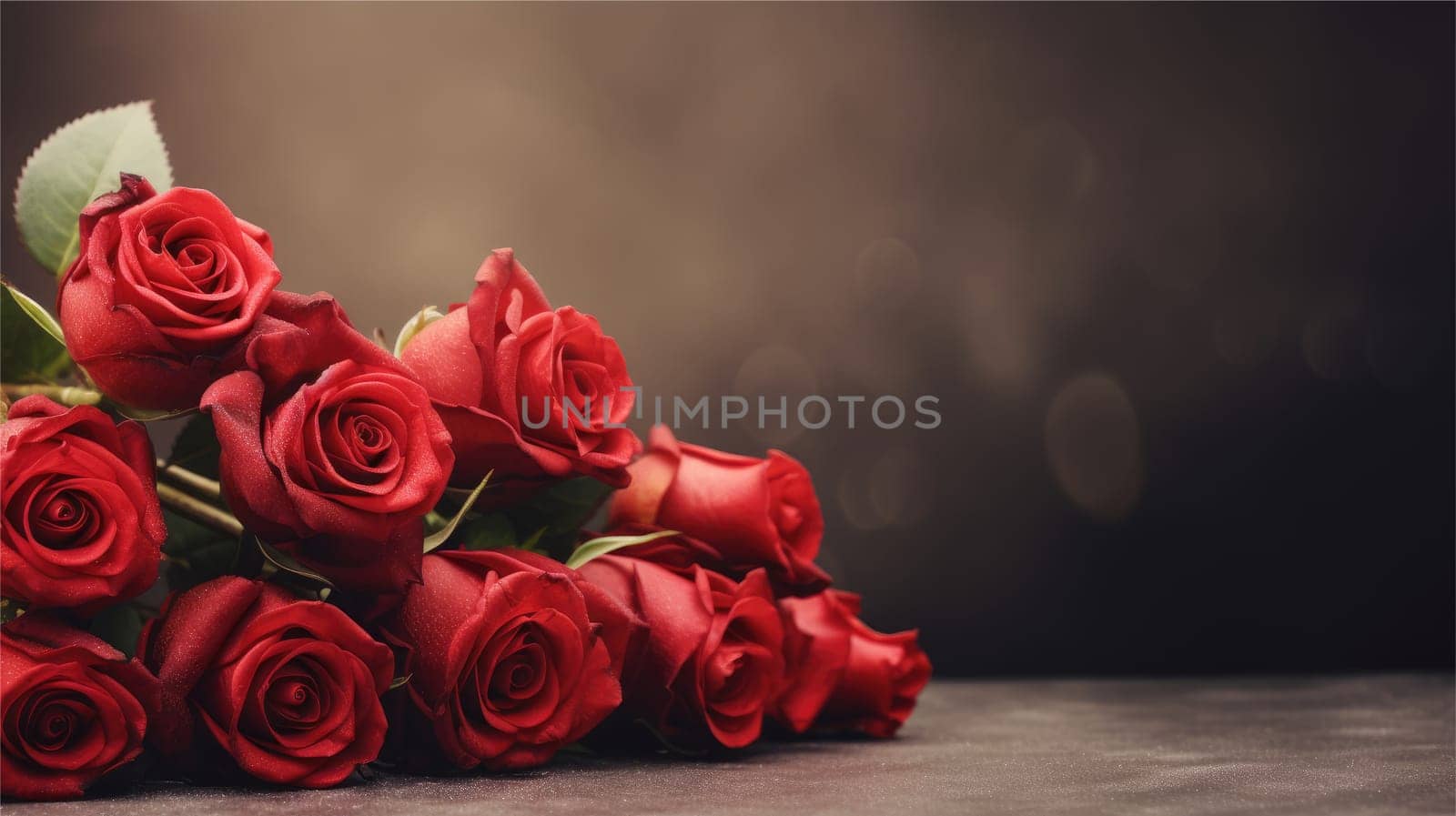 valentine's day celebration with red roses background, AI Generative.