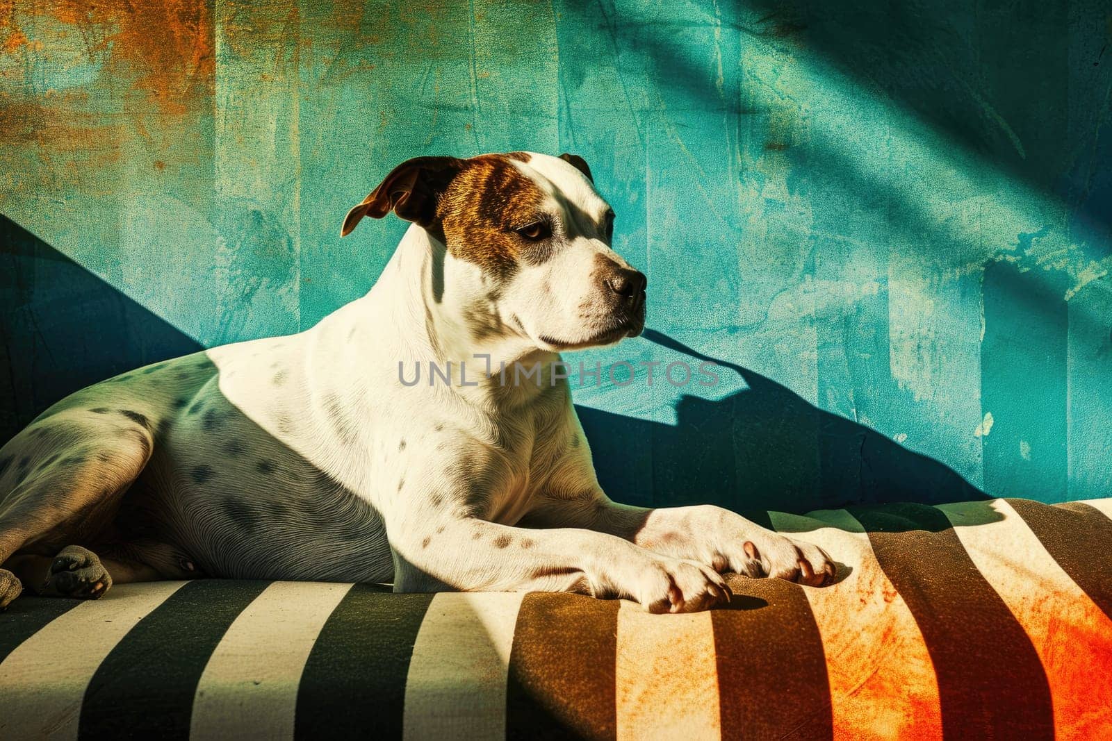 Portrait of a dog in pop art style, vintage style.