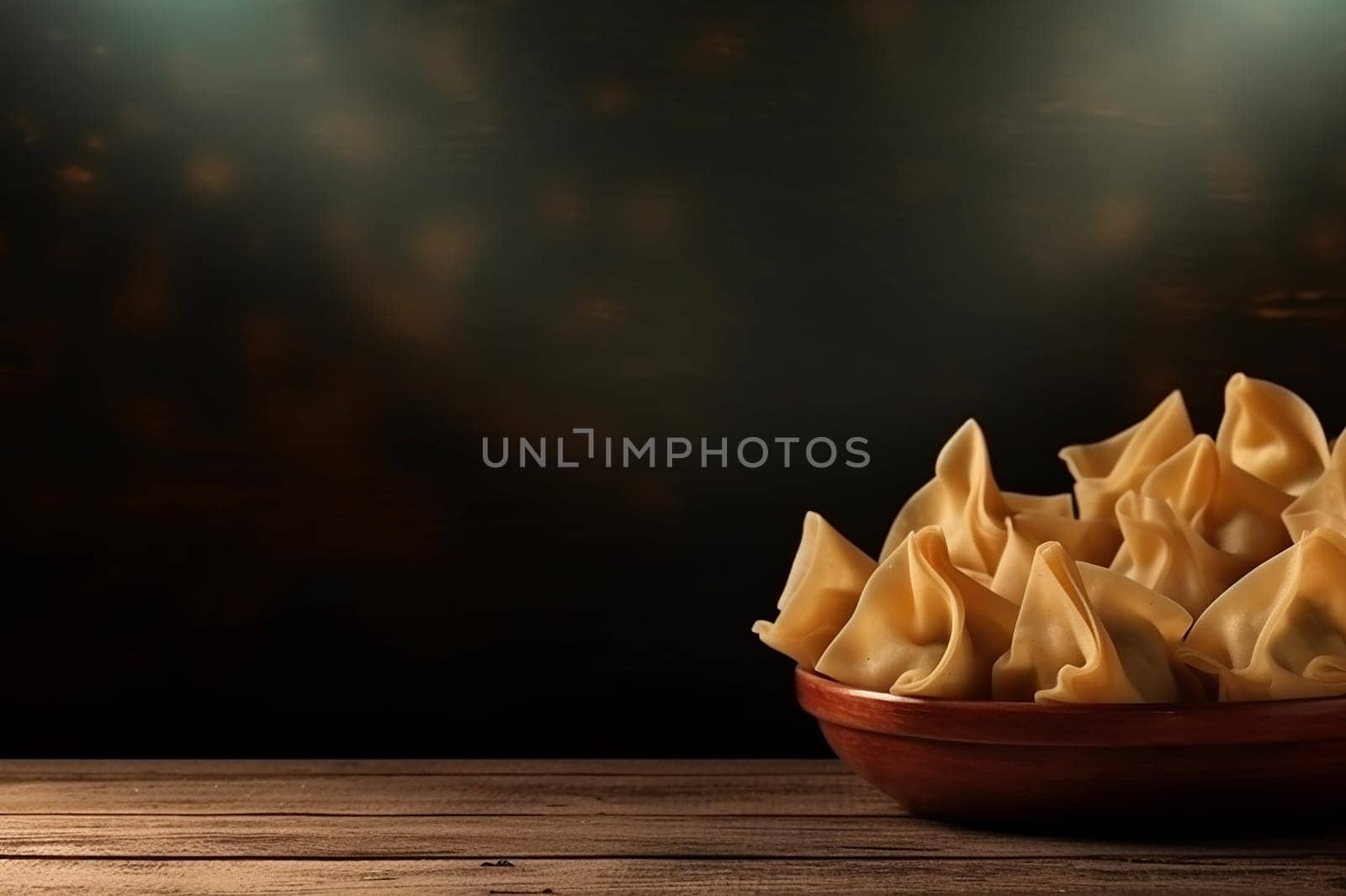 Arranged dumplings on dark background, ready to be cook
