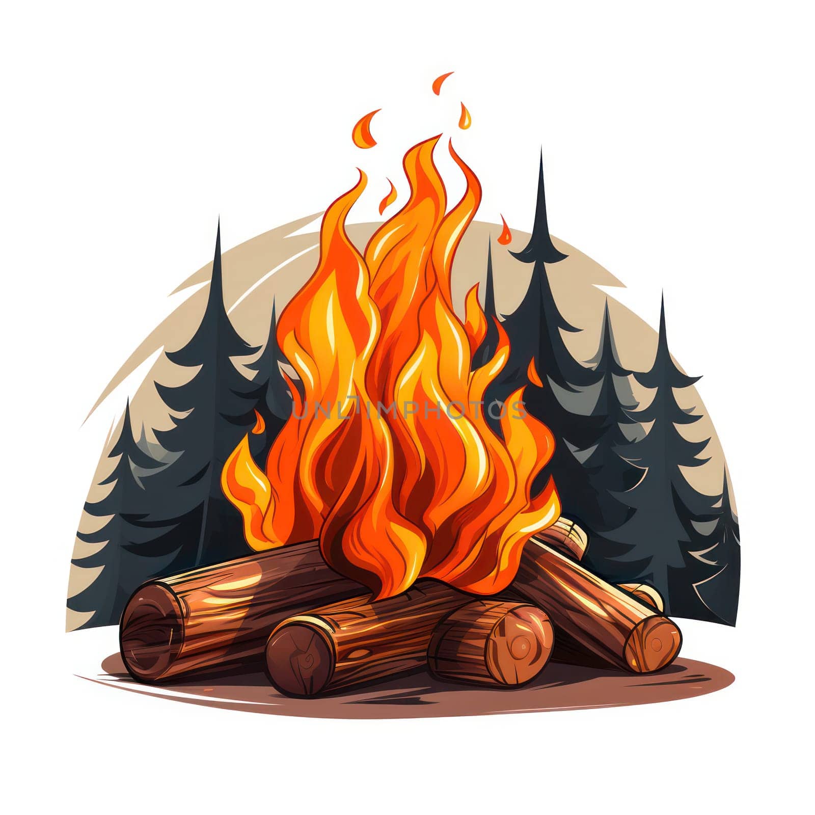 Hot Flames Embracing a Cozy Campfire in the Woods by Vichizh