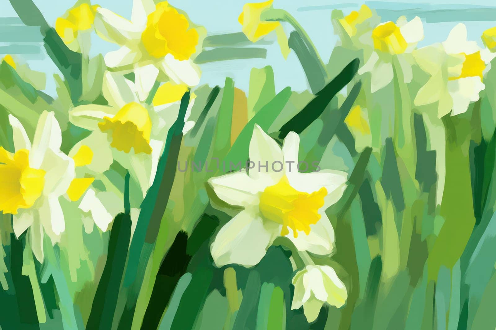 Yellow Daffodil in Nature's Blossoming Beauty: A Garden's Vibrant Spring Bouquet on a Sunny Meadow.