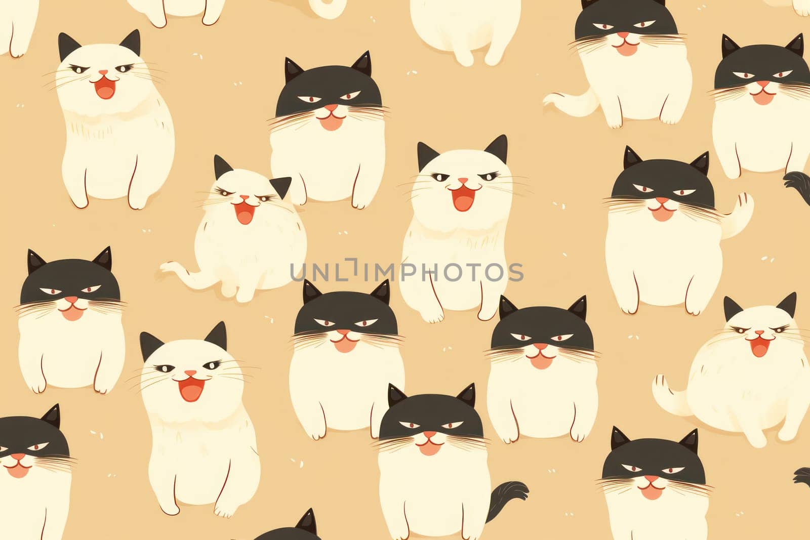 Cats seamless pattern wallpaper Generative AI.