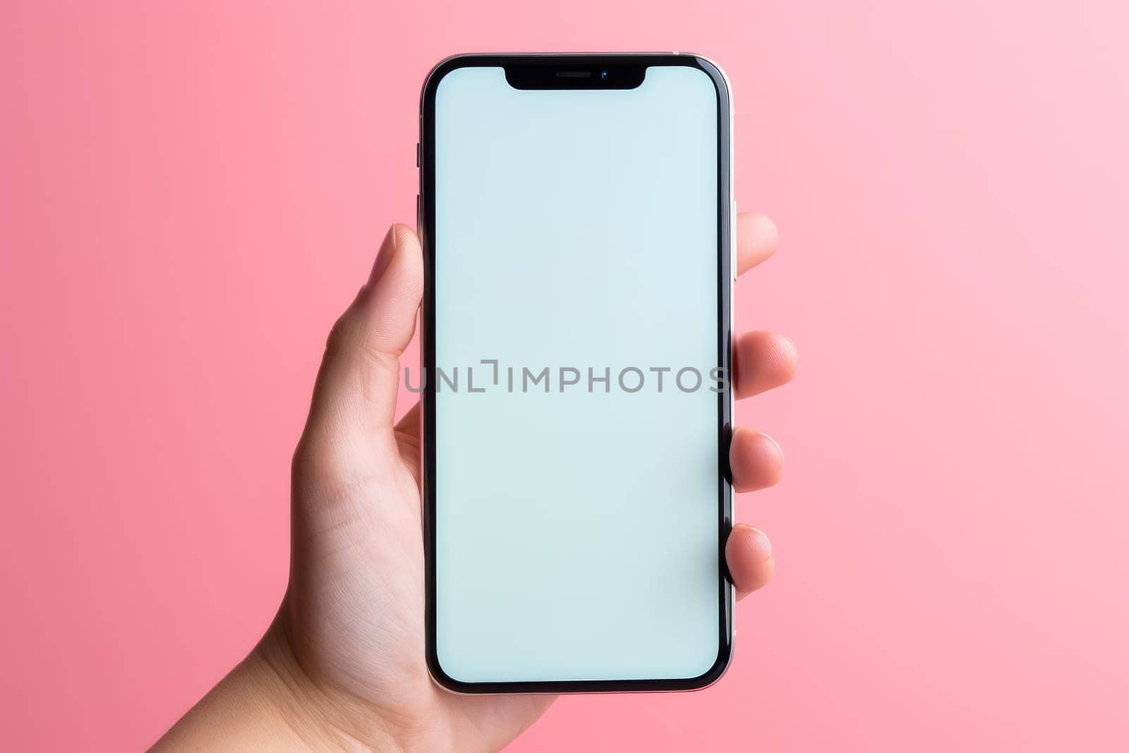 hand holding smartphone, mock up, Generative AI by nijieimu