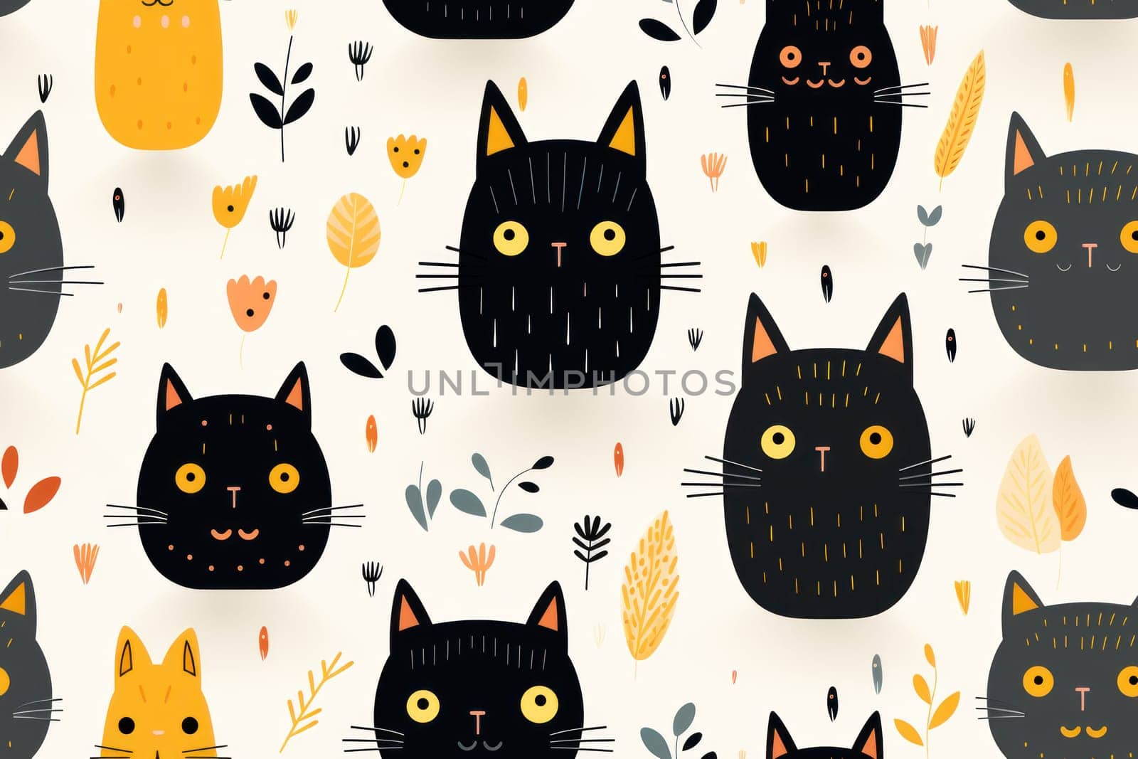 Cats seamless pattern wallpaper Generative AI.