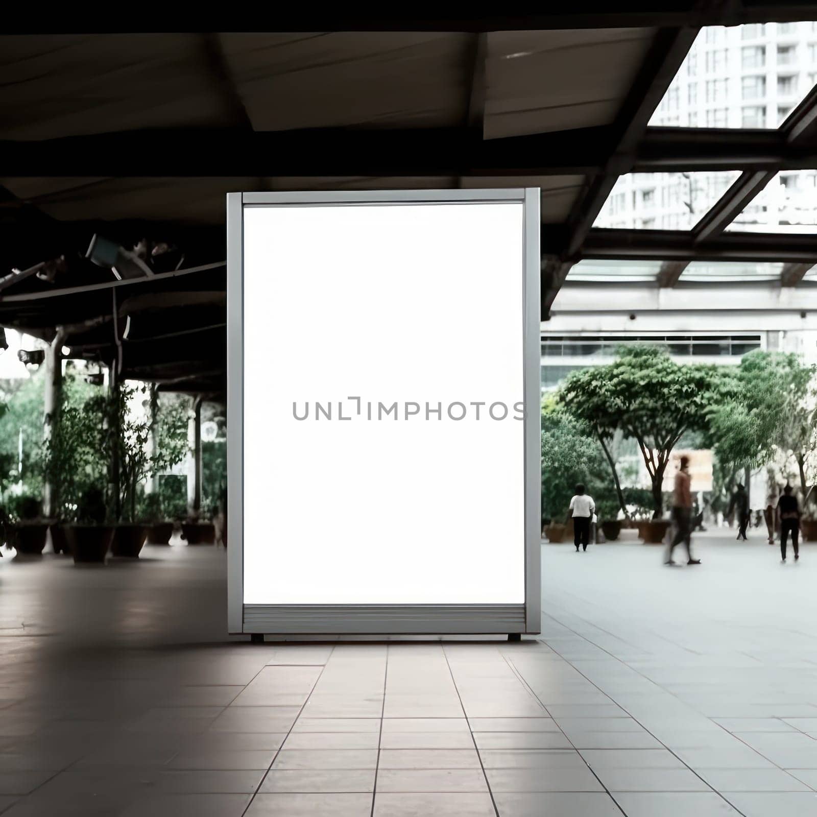 Blank billboard indoors outdoors, Generative AI by nijieimu