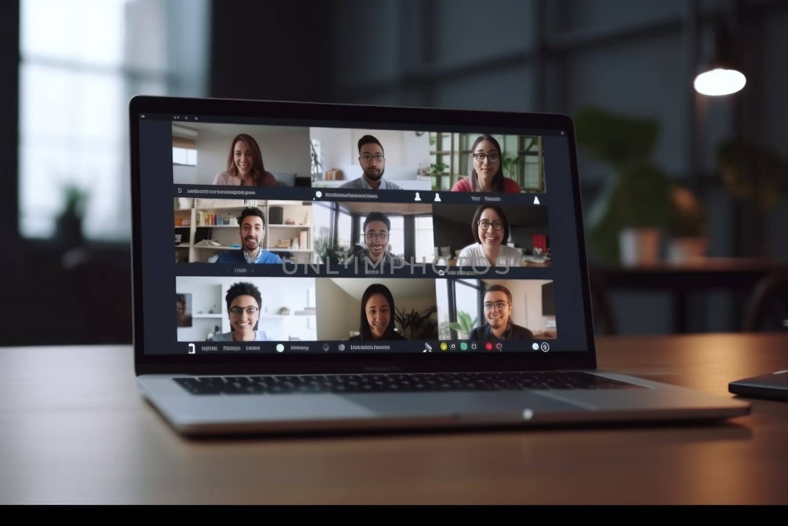 Business team in video conference, Business meeting on video call, conference meeting, Generative AI.