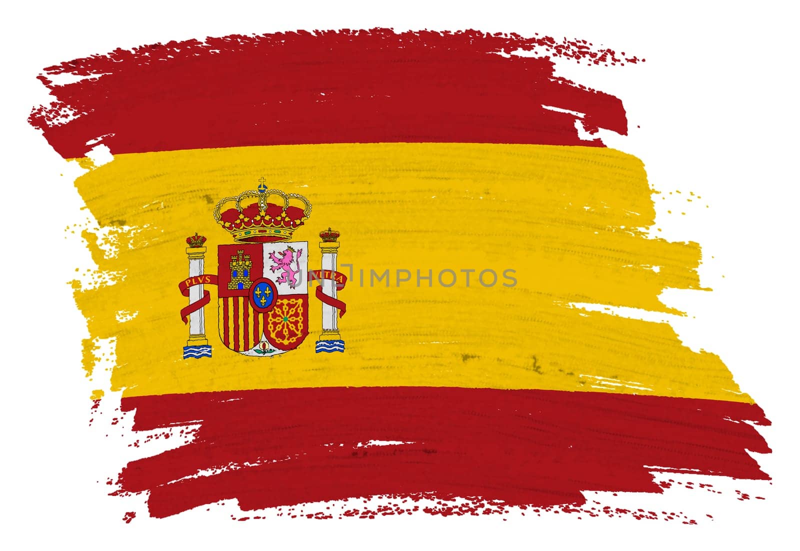 A Spain flag background paint splash brushstroke 3d illustration with clipping path